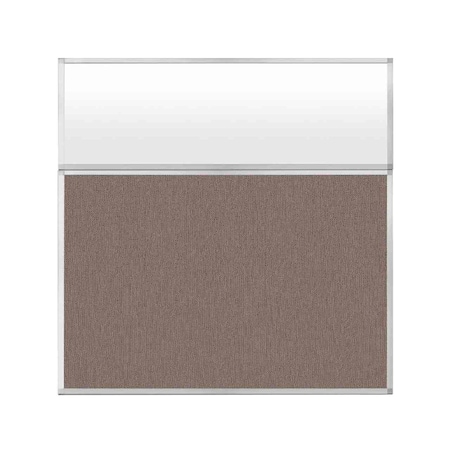 Versare Hush Panel Configurable Cubicle Partition 6' x 6' W/ Window Latte Fabric Frosted Window 1852342-3